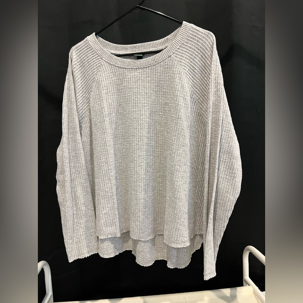 Gray Ribbed Knit Sweater